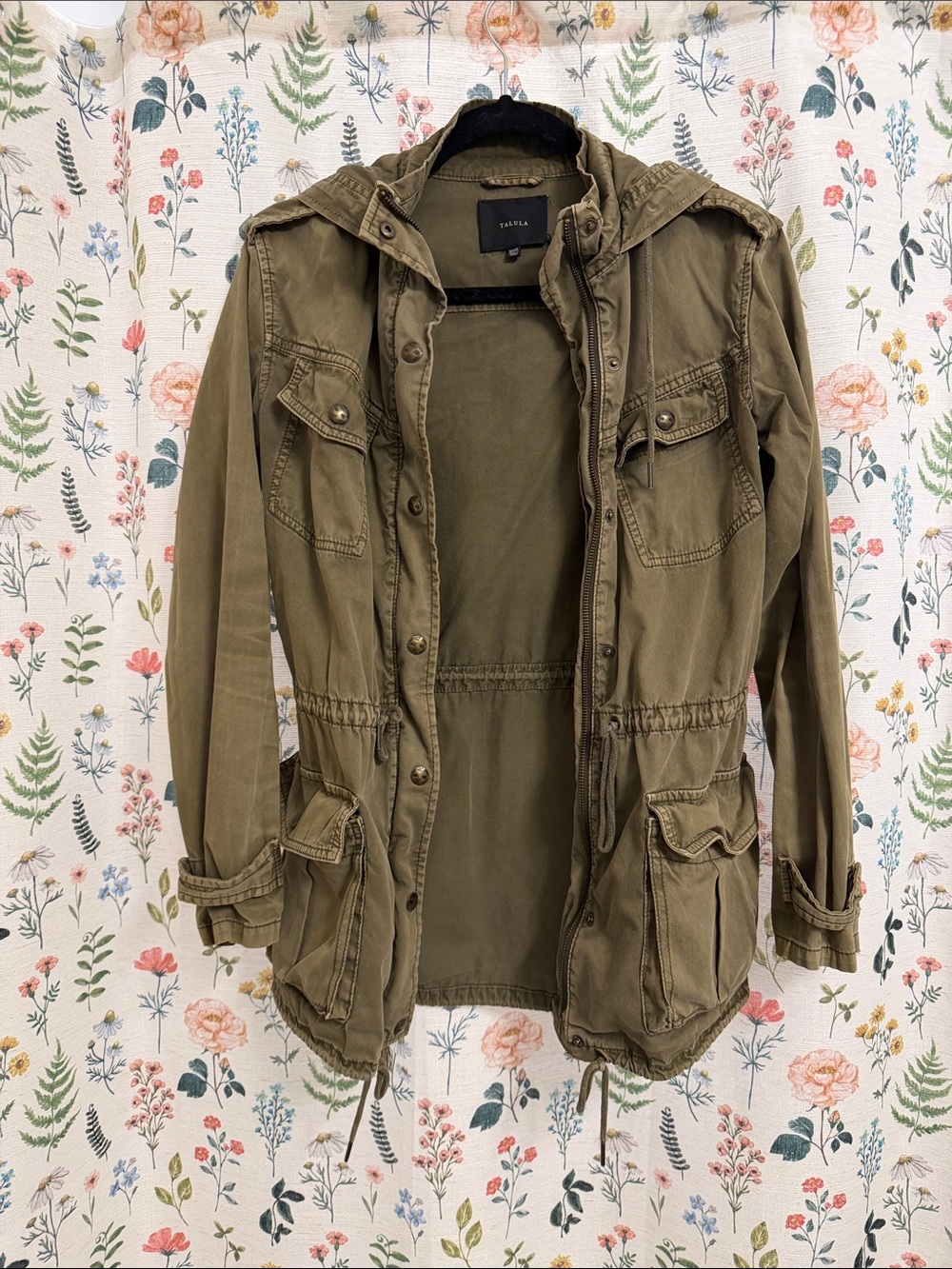 Aritzia Talula Olive Green Utility Jacket with Hood